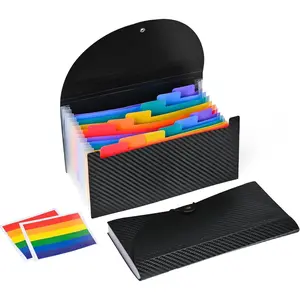2 count Accordion File Organizer, 13 Pocket Expanding File Folder, 10.2"x5.1" Small Receipt Organizer for Business,  Document Holder, Portable Folder Organizer for  Office School, Black