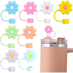 Sports & Outdoor Straw Covers Cap Fit for Stanley Cup, 8Pcs Silicone Flower Straw Toppers Compatible for Stanley 30&40 Oz Tumbler, 10mm Drinking Straw Tip Covers Fit for Stanley Cups Accessories
