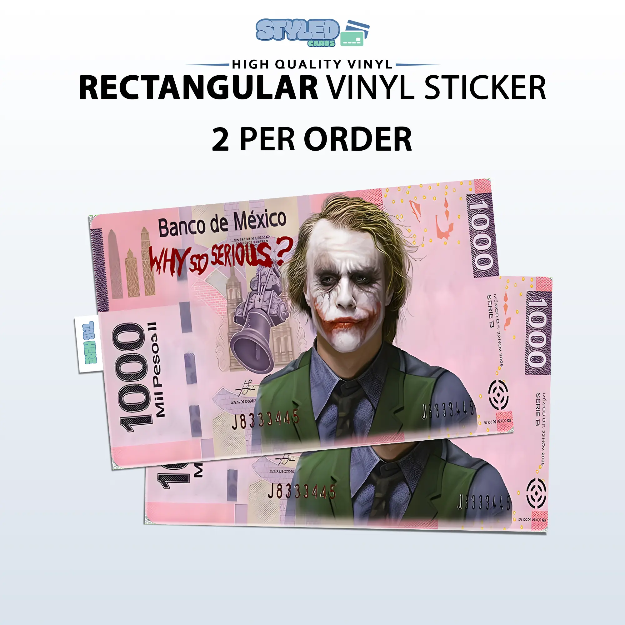 1000 billete joker rectangle vinyl sticker 1000 billete joker rectangle vinyl sticker