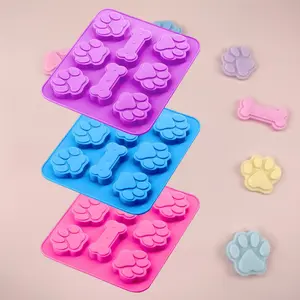 3Pcs Silicone Molds with Puppy Dog Paw and Bone Shaped, Reusable Non-Stick Ice Cube Trays & Flexible Candy Chocolate Molds for Homemade Dog Treats, Pudding, Jelly & Baking Biscuits summervibes