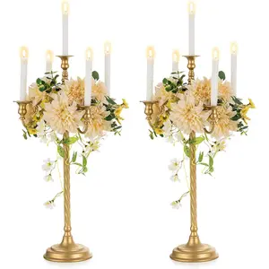 Tall Candelabra Candle Holder 2 count 28in Floor Candlestick Holders Taper Candle Holders  5 Arm Candelabras Candle Stand Floral Centerpiece for Fireplace Wedding Birthday Reception Event