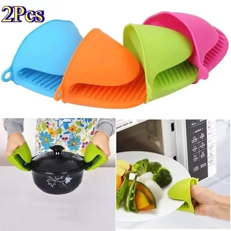 2Pcs Oven Gloves Silicone Heat Resistant Insulated Cooking Pinch Mitts Potholder for Kitchen Cooking & Baking Kitchenware Home Перчатки для духовки
