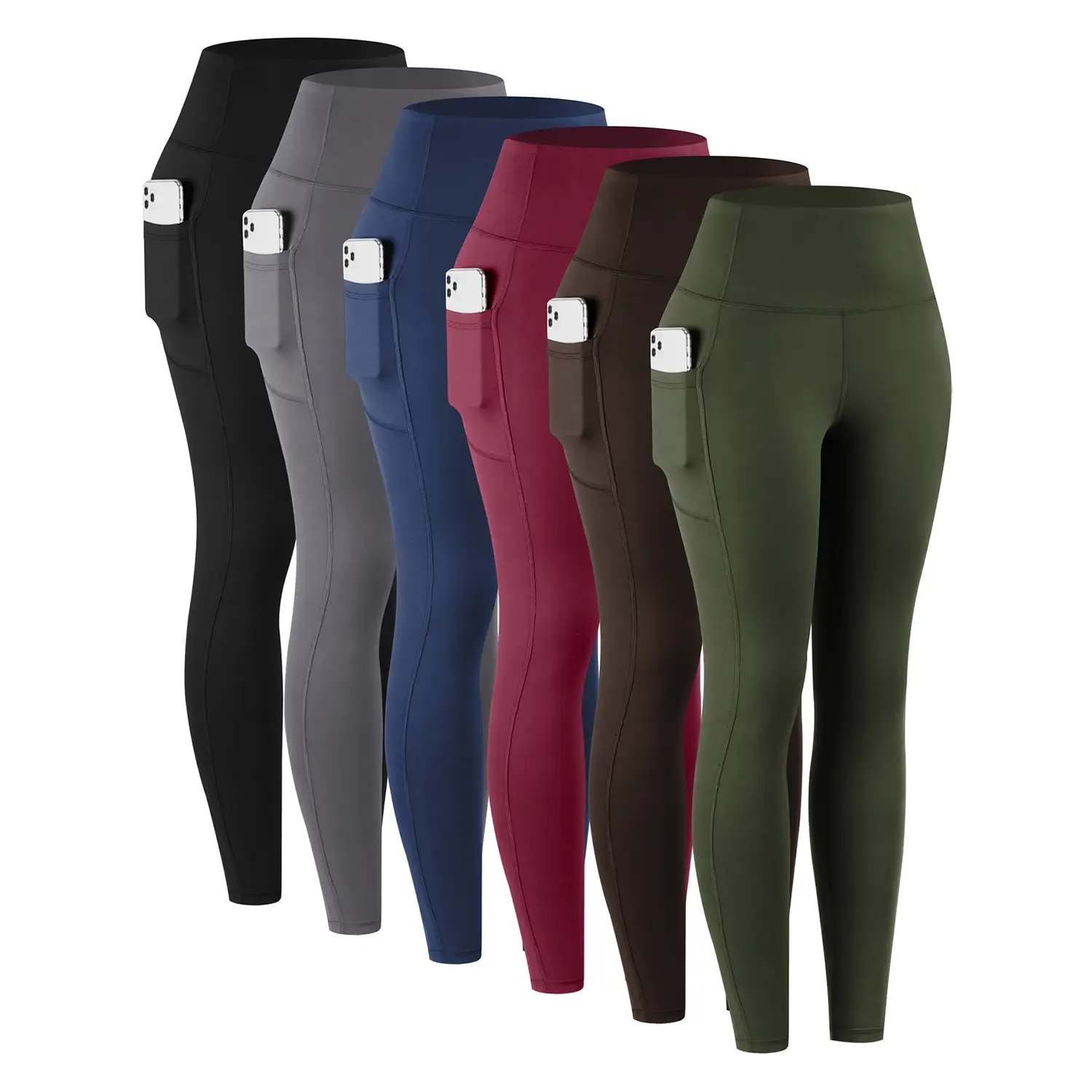 CHRLEISURE 1/3/6-PACK High Waist Yoga Pants With Pockets, Exercise Running Yoga Leggings, Tummy Control Workout Running Yoga Leggings for Women