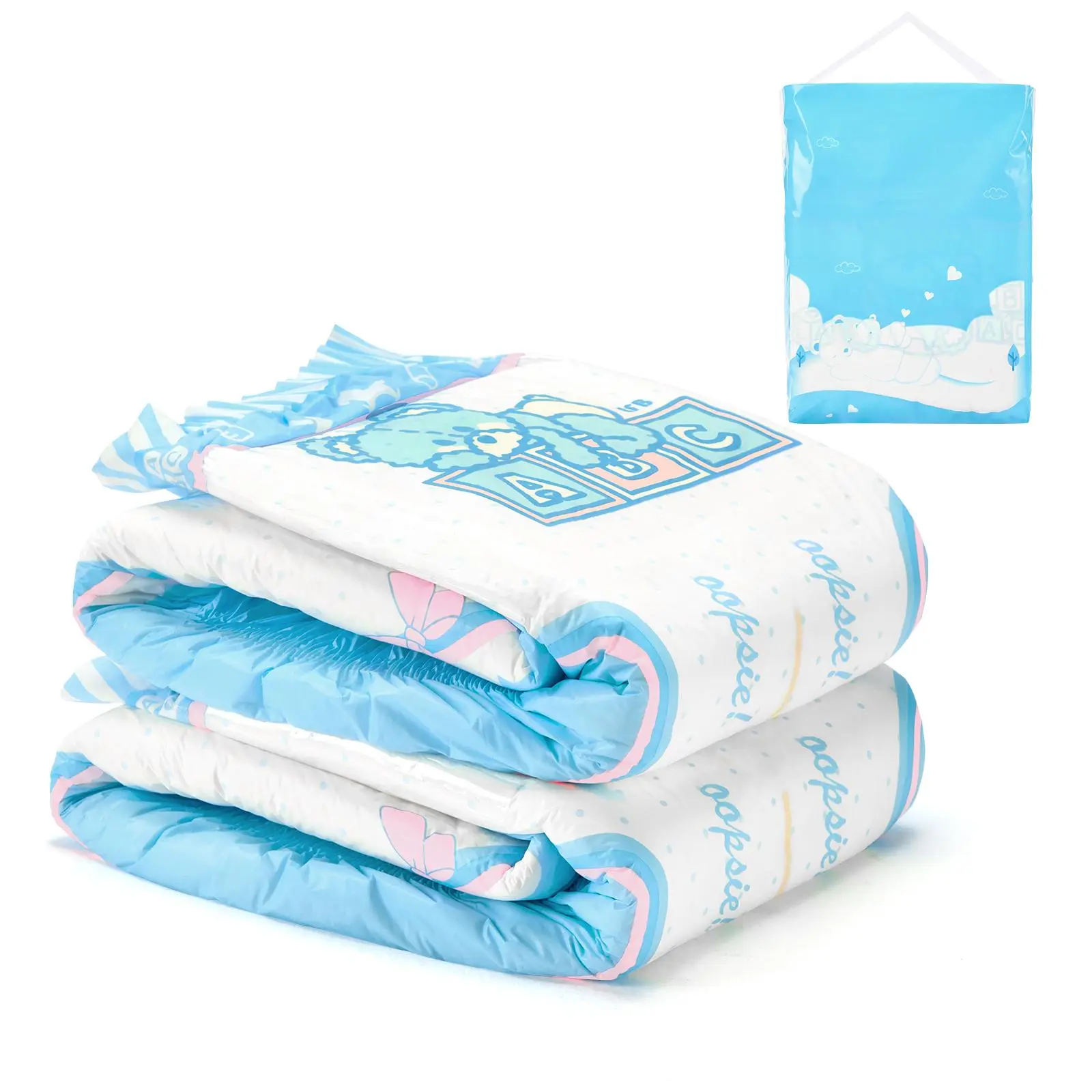 LITTLEFORBIG Disposable Adult Diapers, Absorbency Protective Plastic Potty Pants, Printed Designs for Unisex Use, 2-Piece Pack