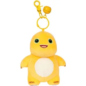 NAI Long Dino Plush Keychain Keyring Milk Dragon Dinosaur Yellow Pinch Sound Plushies Backpack Doll Figure Pendant Merch (Smile)