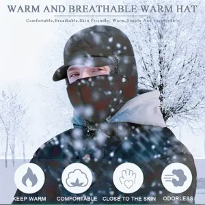 Winter Warm Hat with Detachable Face Mask and Thick Lining - Windproof, Comfortable Fit, Suitable for Skiing, Skating, and Mountaineering - Black, Cold Weather Headwear | Multi functional Winter Hat | Knitted Textile Hat, Winter Clothing  hard hat liner