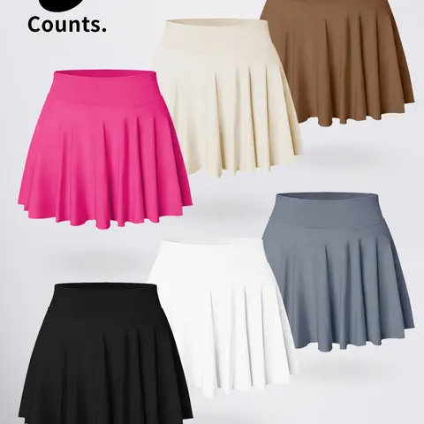 Women's Plain Two-In-One Anti-Exposure Sports Skirt Pants, Tennis Skort, Stretchy Skorts, Workout Skorts, Workout Skirts, High Waisted Skorts, High Waist Butt-Lift, Ideal for Intense Workouts and Gym, Summer Fashion