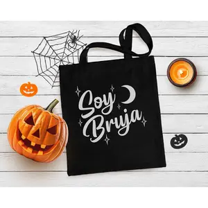 Soy Bruja Tote Bag – Black or Orange Halloween Latina Witch Bag