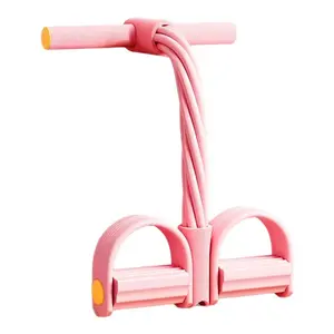 Multifunction Pedal Resistance Trainer with 4 Tubes -Stronger Resistance for Effective Training, Portable FootPedal Exerciser for Full-Body Home Workout, Stretching