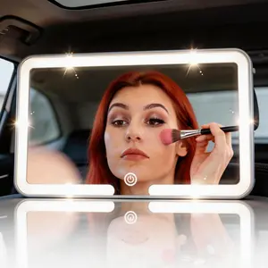 2 Pack Car Visor Vanity Mirror with LED Lights, Rechargeable Touch Control Makeup Mirror, 3 Adjustable Color Modes Dimmable Sun Visor Mirror for Car Truck SUV (White