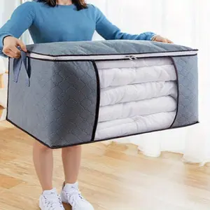 Large Capacity Storage Bag, 1 Count Foldable Clothes Storage Bag with Handle, Zipper Fabric Storage Organizer for Bedroom, Home Organizer, Zippered Storage, Folding Storage
