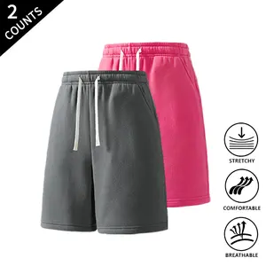 2-Pack Men’s Casual Sweat Shorts, Elastic Waist with Drawstring, Breathable Fabric, Comfortable Lounge & Streetwear Shorts for Men