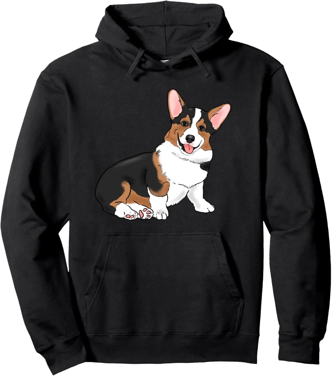 Tricolor Corgi, Corgi Mom, Corgi Dad, Cute Corgi Drawing Pullover Hoodie