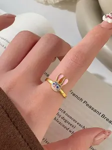 Cute Fox Ring, Rabbit Ring, Couple Friend Cartoon Open Ring, Adjustable Animal Band, Fun Fashion Jewelry Set, Punk Style Daily Accessory