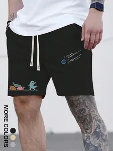 Men's Regular Fit Dinosaur Print Tropical Graphic Shorts, Casual Comfy Breathable Drawstring Waist Shorts for Summer, Men's Bottoms for Daily Wear