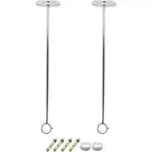 2 Pack Ceiling Mount Bracket, Stainless Steel Wardrobe Pipe Bracket Rod Holder Ceiling Holder, Shower Curtain Closet Wardrobe Rod Lever Support Holder Pipe Flange Socket 32x350mm/1.26x14''