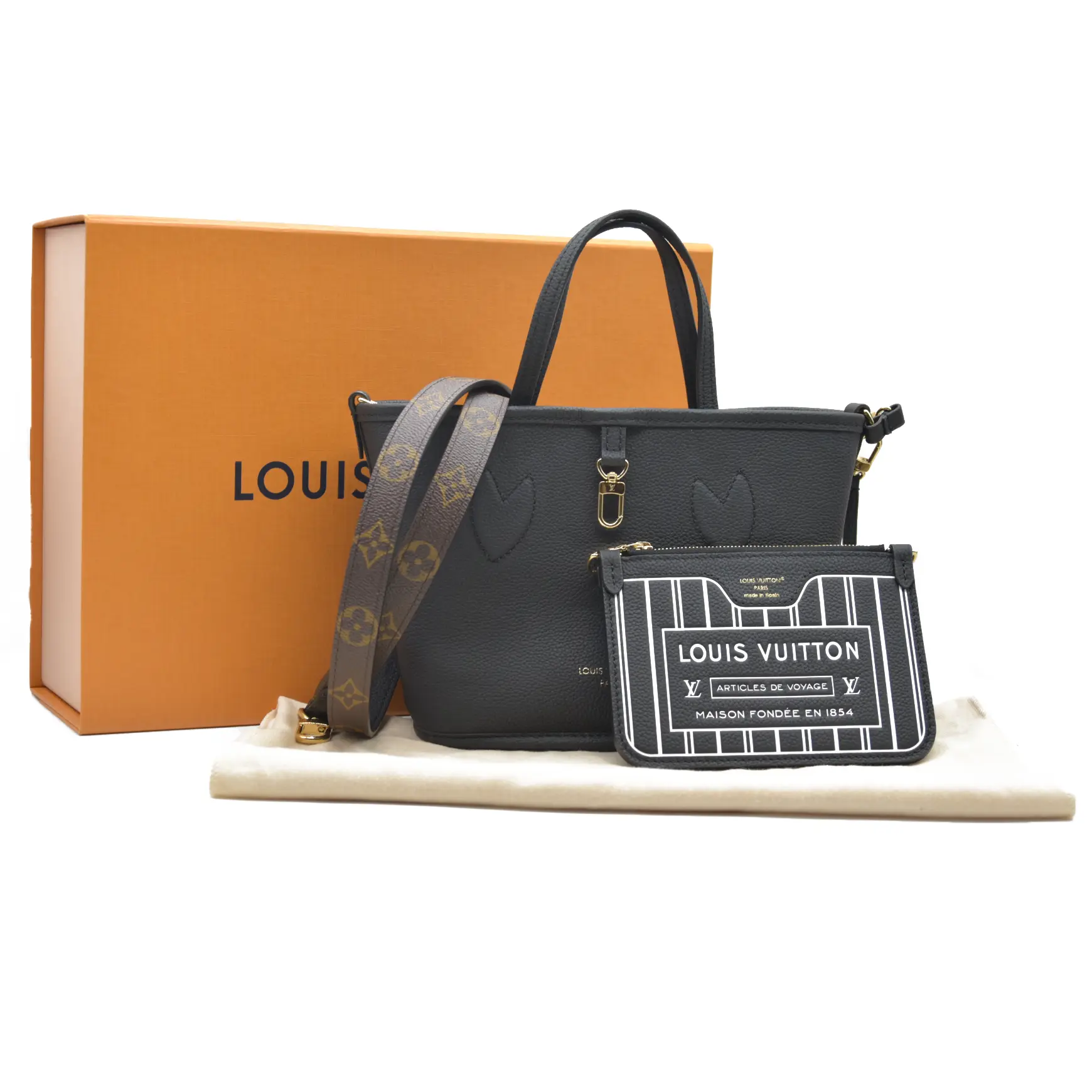 Pre-owned Louis Vuitton canvas Shoulder Bags $2820 Monogram Neverfull Inside Out Bandouliere BB Black