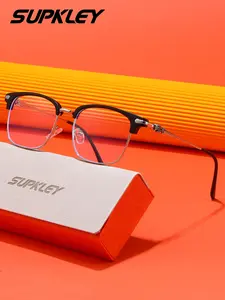 SUPKLEY Classic ultra light casual anti blue light glasses with square frames for both men and women for daily home work and computer games to reduce blue light