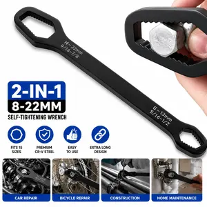 2-in-1 Self-tightening Wrench, Universal 8-22mm Wide Sizes Extra Long Tool, Non-Slip Torx & Spanner for Car Repair, Multiple Fasteners Handling