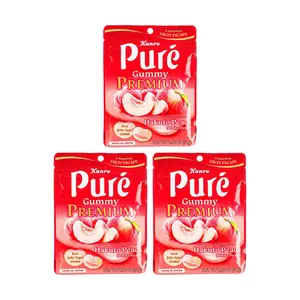 KANRO Pure Gummy Peach Heart Shape 54g x 3 Pack - IVE Wonyoung's Favorite Japanese Sour Candy, No.1 , Juicy & Chewy