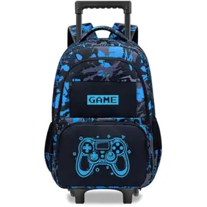 Boys Rolling Backpack for Kids - Glow in The Dark Kids Rolling Backpack with Wheels for Elementary Middle School - Gamer Roller School Bookbag Aged 6-18, Wheeled Travel Bag Large Capacity