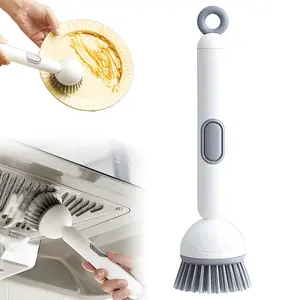 "2 PCS 6-in-1 Rotating Dish Brush with Soap Dispenser, Adjustable Angle Long Handle for Deep Pots, Pans, Blenders, Non-Scratch Fibers for Non-Stick Coating "