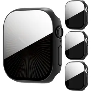 3-Pack Privacy Case for Apple Watch Series 10/11 46mm, [Anti-Peeping] Ultra-Thin Tempered Glass Screen Protector Case Cover for iWatch Series 10/11 46mm Protection
