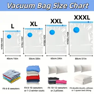 [Vacuum Storage Bags] 6pcs Extra Large Vacuum Storage Bag with Hand Pump - Heavy-Duty Plastic Vacuum-Sealed Compression for Space Saving Suitable for Clothing, Bedspread, Seasonal Clothes - Wardrobe, Travel & Home Organization