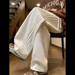 Men's Solid Color Wide Leg Pants, Regular Fit Casual Comfy Straight Leg Trousers for Spring & Fall, Fashion Men's Bottoms for Daily Wear, Athleisure Style Bottoms