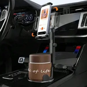 2-in-1 Universal Car Cup Holder Phone & Tablet Mount | 360° Rotatable Foldable ABS Dashboard Stand Car Cellphone Mount