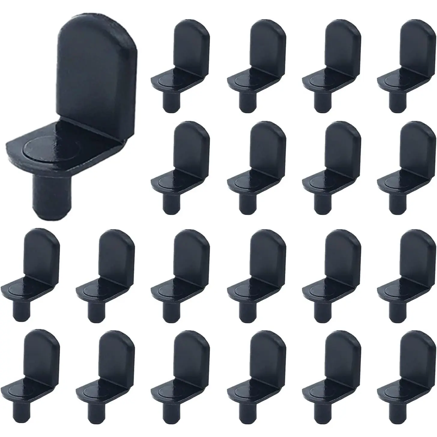 Shelf pins, 40 count L-Shaped Clips 1/4 Inch Shelf Support Pegs for Glass Supports, with Rubber Sleeve Black
