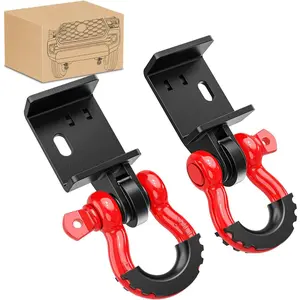(2 Pack) Demon Front Tow Hook Mounting Bracket with 3/4" D-Ring Shackle Fit for 2009-2016 2017 2018 2019 2020 2021 2022 2023 Toyota Tacoma, with 7/8" Screw Pin and Isolator Rubber Washers