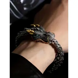 Retro dragon pattern design wristband, punk-style animal design wristband for men and women, party decoration fashion jewelry, fashionable fine jewelry birthday gift