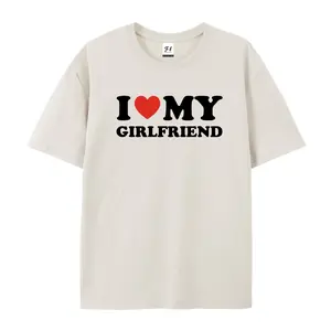 Valentine's Day gifts I Love My Girlfriend Oversized Casual Men's Letter Pattern Printed T-Shirt