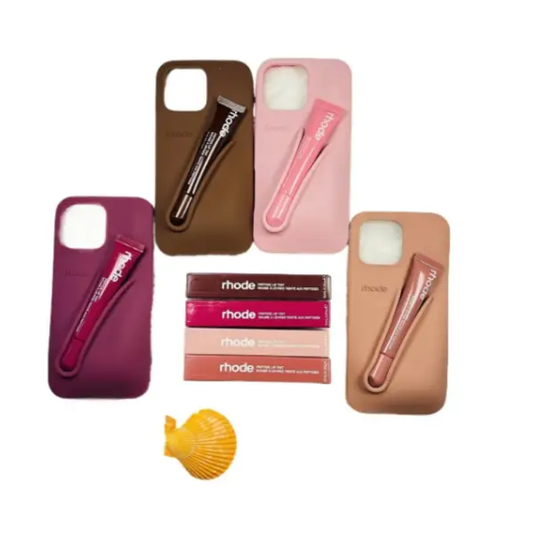 Lipstick Silicone DIY Phone Case For iphone 16 15 14 13 12 11Pro Max Plus with Box Lip Gloss Holder Cover