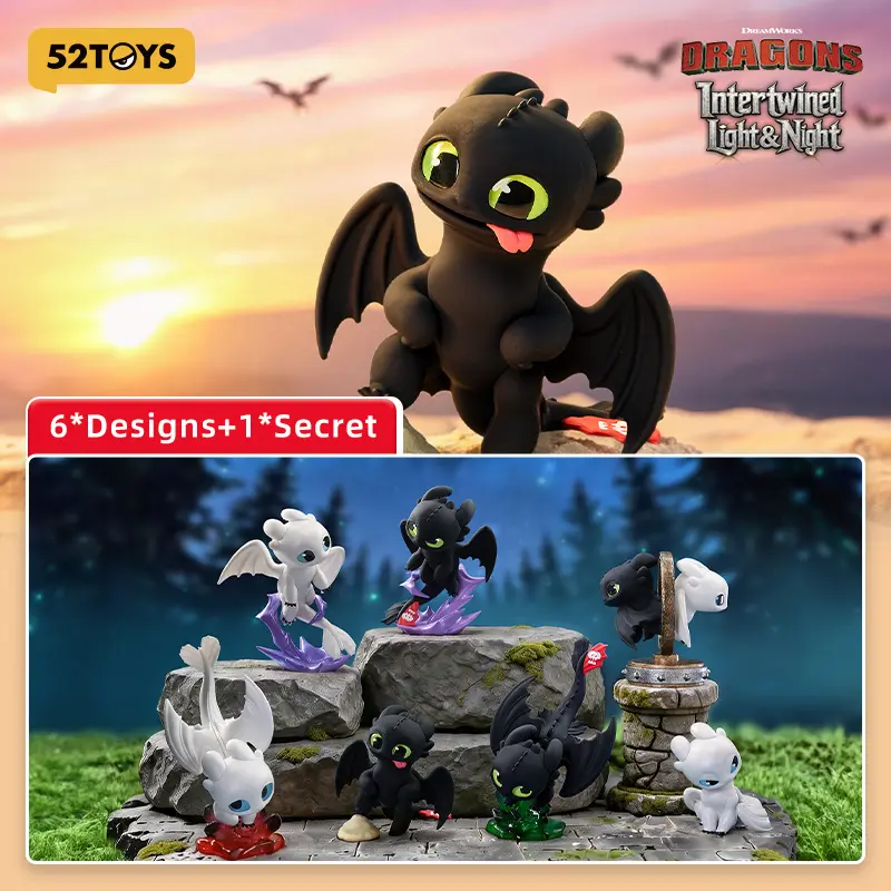 52TOYS How to Train Your Dragon Intertwined Light & Night Series Kawaii Creative Gift Room Decor Desktop Decoration Gift for  Birthday Party