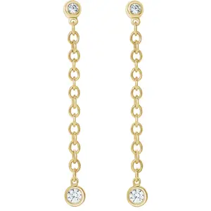 Bezel Set Chain Earrings