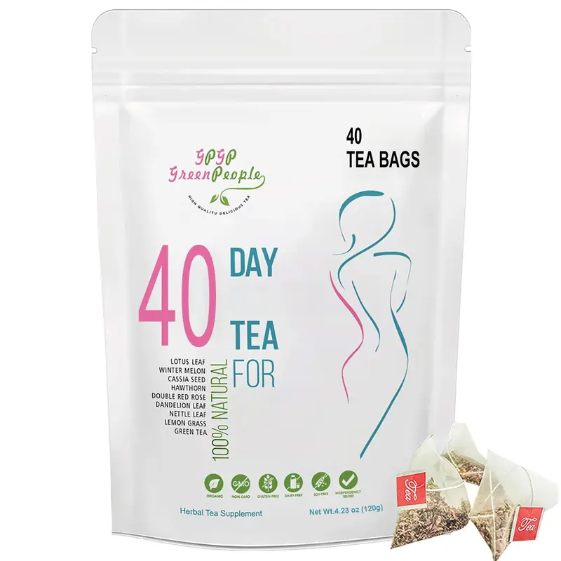 40 Days Ladies Tea Bag - Non GMO, Vegan, All Natural Teas, Made with Green Tea, Herbal Tea Supplement, Reduce Bloating