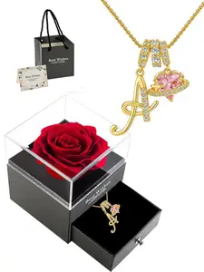 Heart Shape Initial Letter Cz Birthstone Necklace, 18k Plated Alphabet Pendant, Perfect Jewelry Gift for Women & Girls, Alphabet Detail Pendant