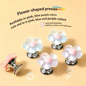 6-Piece Cute Flower Toilet Tank Button Helper, Top Flush Button, Cabinet Drawer Switch Aid, Long Nail Protection, 3 Colors
