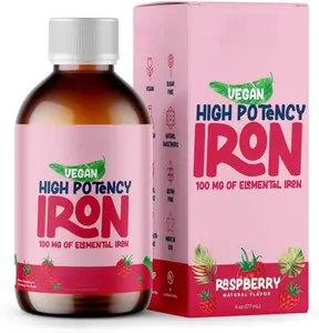 Iron Supplement Liquid Iron High Potency Iron for Women & Adults by Llorens - 100mg Polysaccharide Iron Complex Iron Supplements for Anemia and Iron Deficiency, (Raspberry, 6 oz)