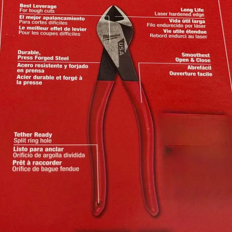 Milwaukee 8-in Diagonal Cutting Pliers - Dipped Grip, Stainless Carbon Steel, Forged, Heat-Resistant, Hand Tool for Hardware Tasks