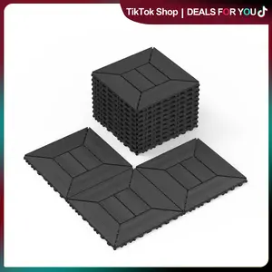 Dark Grey 44 Pack Interlocking Deck Tile, Patio Deck Tiles,12x12in Square Waterproof Flooring Tiles All Weather Use, for Outdoor, Indoor, Poolside, Balcony, Backyard