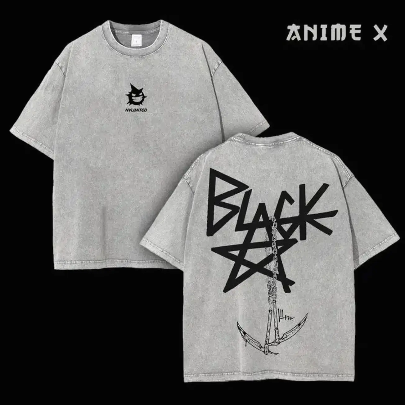 Retro Vintage Blackstar X Chain Scythe - Soul Eater Anime Double Printed  Washed T-Shirt Unisex Mineral Anime Manga Wash Heavy Cotton T-shirt, Gift For Anime Fan Lover 0WA