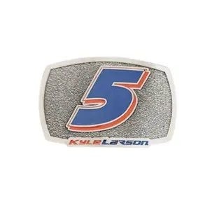 Kyle Larson #5 Number Signature Brushed Pewter Belt Buckle