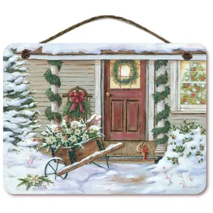 Courtside Market Christmas Front Door 12x16 Hanging Sign