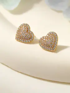 Elegant Heart-Shaped Rhinestone Ear Cuffs for Women, Luxury Full-Diamond Earrings, Fashionable Lightweight Luxe Jewelry Accessories