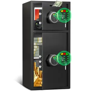 6.5 Cu ft Safe Box Fireproof Waterproof, Home Safe With Removable Shelves & LED Lights, Dual Alarm System + Digital Code Deposit Safe, Cash, Files Storage & Office Use