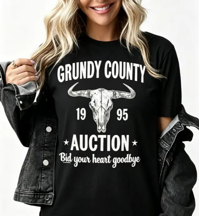 Vintage Bull Skull County Auction Western Cowboy Graphic Short Sleeve T-Shirt, Womens Southern Country Casual Tops, 100% Pure Cotton Printed Craft Summervibes Tee, Soft Breathable Relaxed Fit everyday outfits