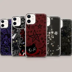 Grunge Star Gothic Phone Case Y2K Emo Cover Compatible with iPhone X, 11, 12, 13, 14, 15, 16, 17 Plus Pro Promax & SS Galaxy S21-25 Series